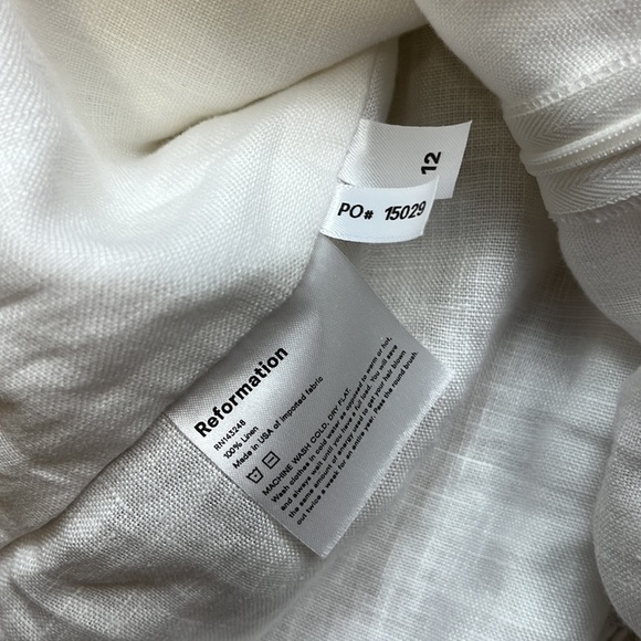 REFORMATION Fillmore Long Sleeve White Linen Top, Size 12 1440 - Picture 9 of 9